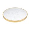 Bolero Round Marble Tabletop with Brass Effect Rim White 600mm