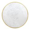 Bolero Round Marble Tabletop with Brass Effect Rim White 600mm