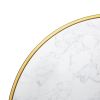 Bolero Round Marble Tabletop with Brass Effect Rim White 600mm