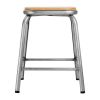 Bolero Galvanised Steel Low Stools with Wooden Seatpad (Pack of 4)