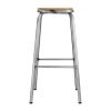 Bolero Galvanised Steel High Stools with Wooden Seatpad (Pack of 4)