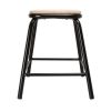 Bolero Cantina Low Stools with Wooden Seat Pad Black (Pack of 4)