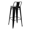 Bolero Bistro Steel High Stool with Backrest Black (Pack of 4)