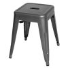 Bolero Bistro Steel?Low Stool Gun Metal (Pack Of 4)