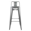 Bolero Bistro High Stool With Backrest Gun Metal (Pack of 4)