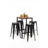 Bolero Square Steel and Acacia Bar Table 600mm