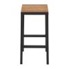 Bolero Black Steel & Acacia Wood Bar Stools (Pack of 2)