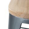 Bolero Bistro Backrest High Stools with Wooden Seat Pad Gun Metal (Pack of 4)