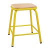 Bolero Cantina Low Stools with Wooden Seat Pad Yellow (Pack of 4)