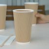 Fiesta Recyclable Ripple Wall Takeaway Coffee Cups Kraft 455ml / 16oz