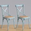 Bolero Blue Bentwood Chairs with Metal Cross Backrest (Pack of 2)