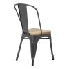 Bolero Bistro Side Chairs with Wooden Seat Pad Gun Metal (Pack of 4)