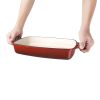 Vogue Red Rectangular Cast Iron Dish 2.8Ltr