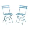 Bolero Pavement Style Steel Chairs Seaside Blue (Pack of 2)