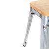 Bolero Bistro Low Stools with Wooden Seat Pad Galvanised Steel (Pack of 4)