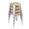 Bolero Bistro Low Stools with Wooden Seat Pad Galvanised Steel (Pack of 4)