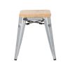 Bolero Bistro Low Stools with Wooden Seat Pad Galvanised Steel (Pack of 4)