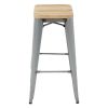 Bolero Bistro High Stools with Wooden Seat Pad Galvanised Steel (Pack of 4)