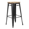 Bolero Bistro High Stools with Wooden Seat Pad Gun Metal (Pack of 4)