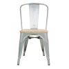 Bolero Bistro Side Chairs with Wooden Seat Pad Galvanised Steel (Pack of 4)