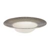 Churchill Studio Prints Raku Round Wide Rim Bowls White and Quartz Black 280mm