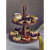 GenWare Acacia Wood Two Tier Cake Stand