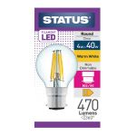 Status Filament LED Round BC Warm White Light Bulb 4/40w