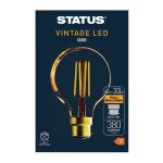 Status 320 Lumens Globe Golden Light Bulb Crystalite Antique LED G80 BC 4w