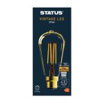 Status 320 Lumens Pear Golden Light Bulb Crystalite Antique LED ST64 BC 4w