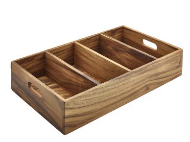 Acacia Wood 4 Compartment Cutlery Tray