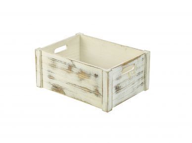 Genware White Wash Wooden Crate 41 x 30 x 18cm