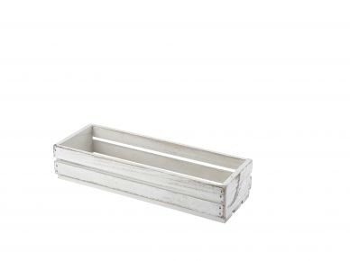 Genware White Wash Wooden Crate 34 x 12 x 7cm