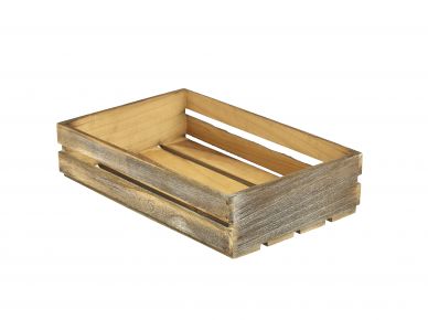 Genware Dark Rustic Wooden Crate 35 x 23 x 8cm