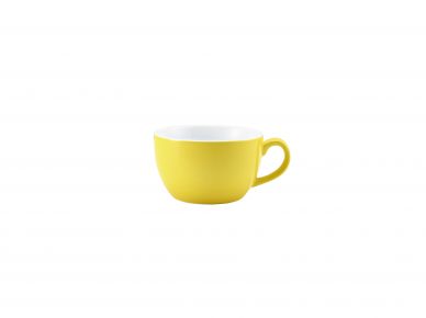 Genware Porcelain Yellow Bowl Shaped Cup 25cl/8.75oz - Pack of 6