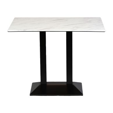 Turin Metal Base Rectangular Poseur Table with Laminate Top Marble 1200x700mm