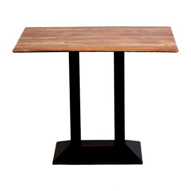 Turin Metal Base Rectangular Poseur Table with Laminate Top Planked Oak 1200x700mm