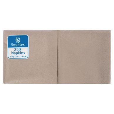 Swantex Recycled Cocktail Napkin Kraft 25x25cm 2ply 1/4 Fold (Pack of 2000)