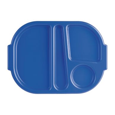 Olympia Kristallon Small Polypropylene Compartment Food Trays Blue 321mm