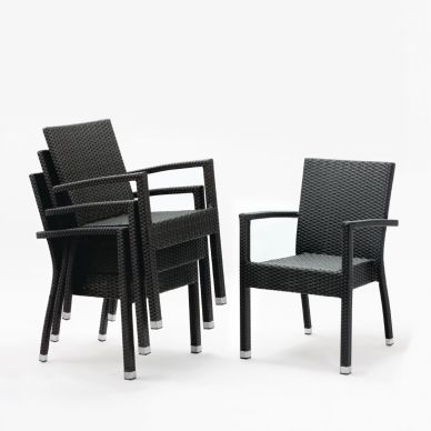 Bolero PE Wicker Armchairs Charcoal (Pack of 4)