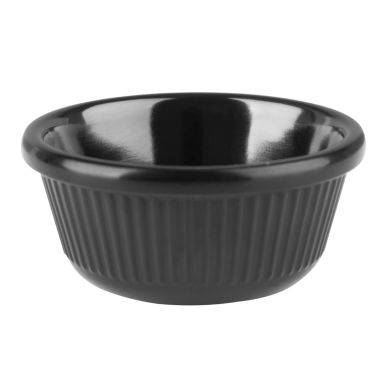 Olympia Kristallon Melamine Fluted Ramekins Black 57mm (12 pack)