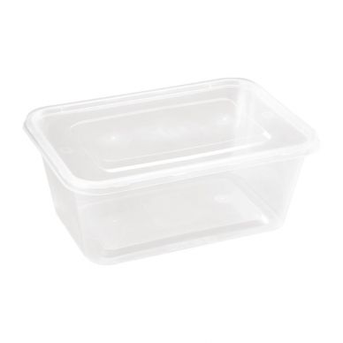 Fiesta Recyclable Plastic Microwavable Containers with Lid (Pack of 250)