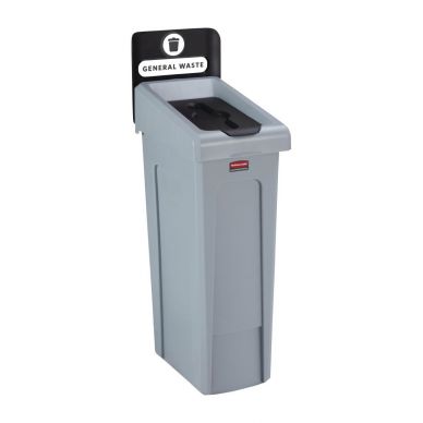 Rubbermaid Slim Jim General Waste Recycling Station Black 87Ltr