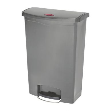 Rubbermaid Slim Jim Step On Front Step Pedal Bin Grey 90Ltr