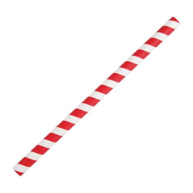 Fiesta Compostable Paper Smoothie Straws Red Stripes (Pack of 250)