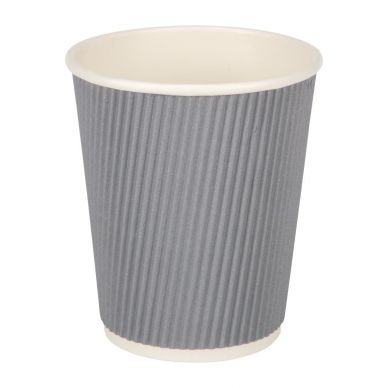 Fiesta Recyclable Coffee Cups Ripple Wall Charcoal 225ml / 8oz