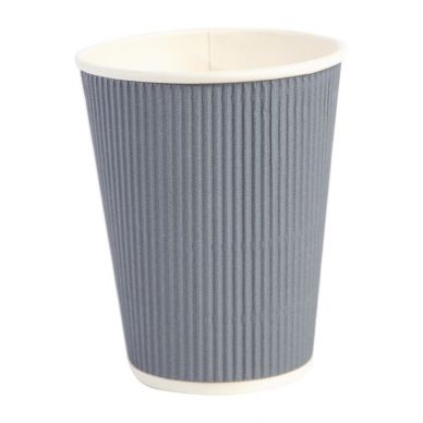 Fiesta Recyclable Coffee Cups Ripple Wall Charcoal 340ml / 12oz