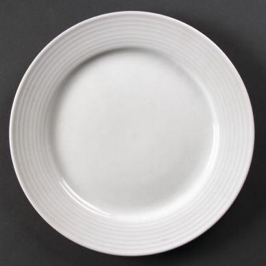 Olympia Linear Wide Rimmed Plates 250mm (Pack of 12)