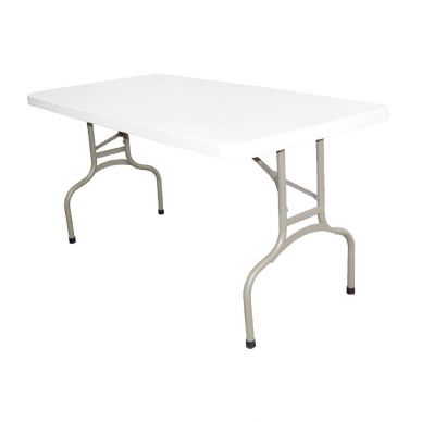 Bolero PE Rectangular Folding Table White 5ft (Single)