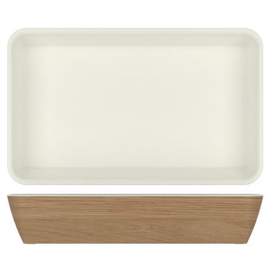 Light Oak/White New Haven Melamine GN1/1 Deep Dish 53 x 32.5 x 10cm