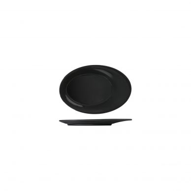 Midnight Black Boston Melamine Oval Plate 25.5 x 17.3cm - Pack of 12